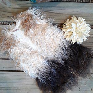 NWOT Daytrip furry black cream tan open vest